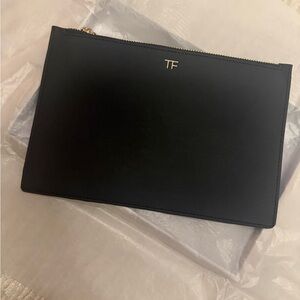 Tom Ford Black Pouch XL with Gold TF Emblem